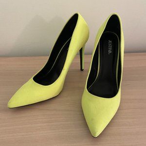 Size 12 Just Fab neon yellow-green shoes